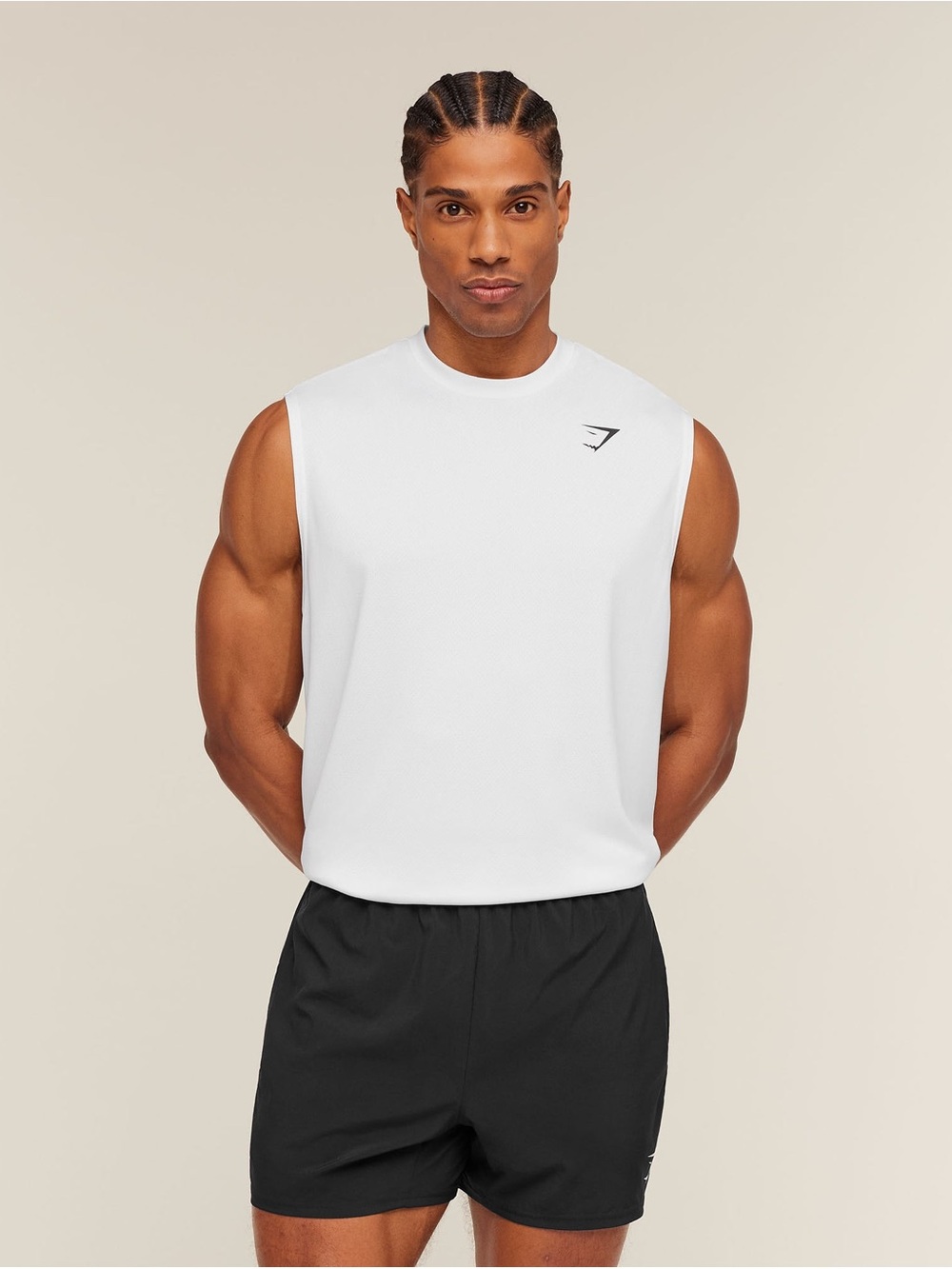 Gymshark Men’s White Sleeveless Training Tank with Small Logo
